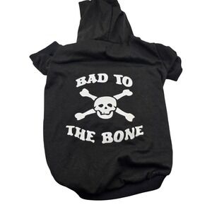 Expawlorer Dog Hoodie Black Bad To The Bone Skull Crossbones Pet Sweatshirt L3